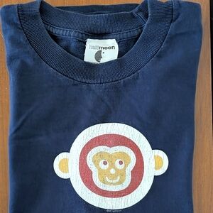 Vintage Navy Baby Tee with Monkey Print RARE